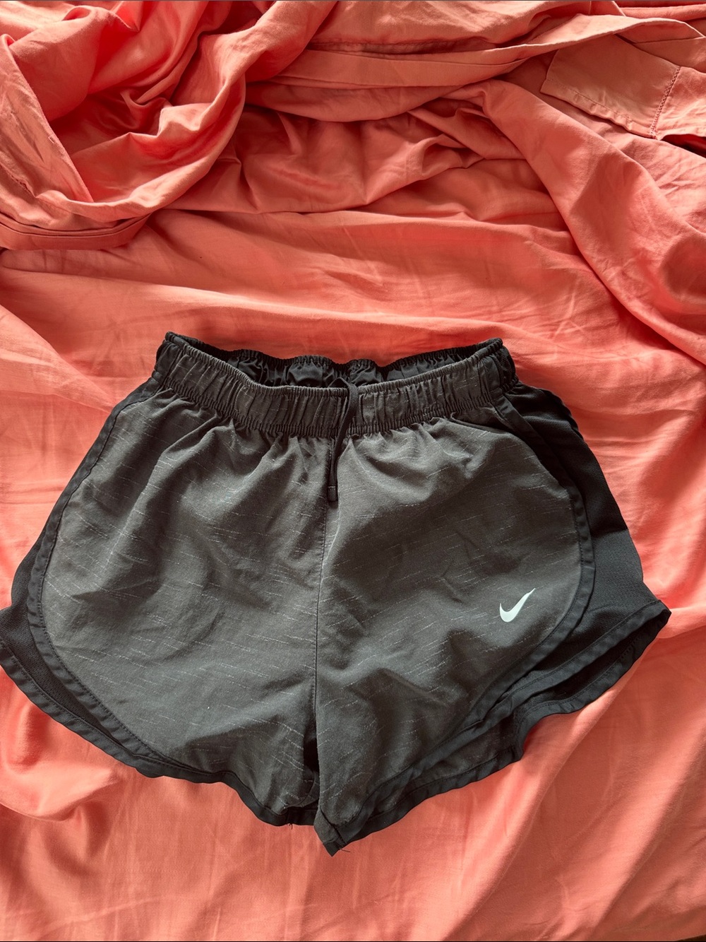 Nike Women's Black Athletic Shorts with White Swoosh Accent